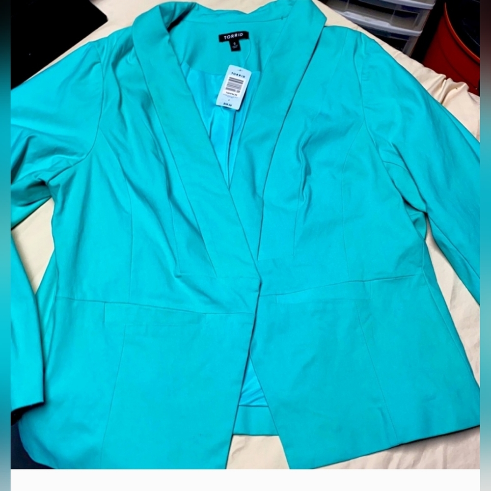 NWT Torrid Blazer Teal Aqua Blue Suit Jacket 3 3x 22 24